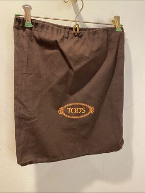 Tod's Brown Drawstring Dust Bag with Orange Logo